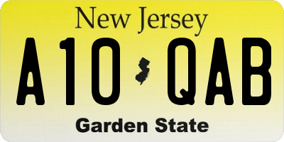 NJ license plate A10QAB