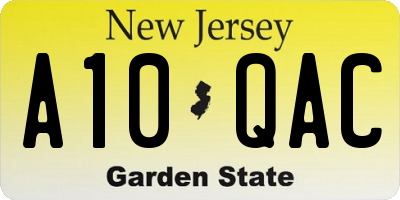 NJ license plate A10QAC