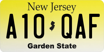 NJ license plate A10QAF