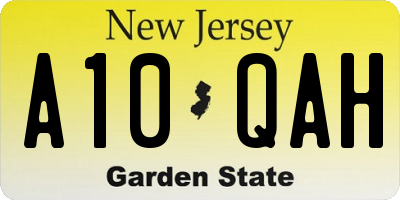 NJ license plate A10QAH