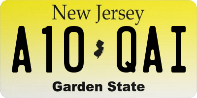 NJ license plate A10QAI