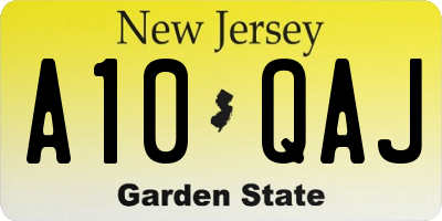 NJ license plate A10QAJ