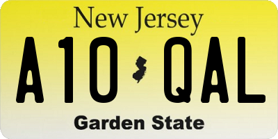 NJ license plate A10QAL