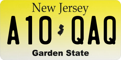NJ license plate A10QAQ