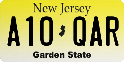 NJ license plate A10QAR