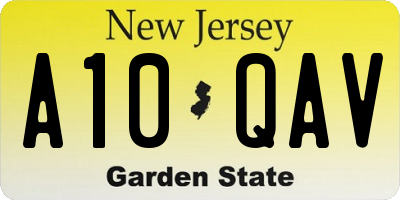NJ license plate A10QAV