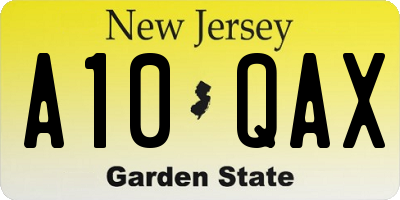 NJ license plate A10QAX