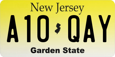 NJ license plate A10QAY