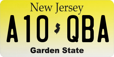 NJ license plate A10QBA