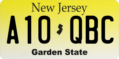 NJ license plate A10QBC