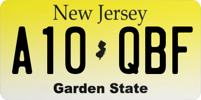 NJ license plate A10QBF