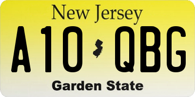 NJ license plate A10QBG