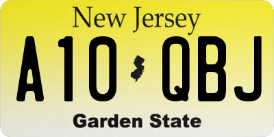 NJ license plate A10QBJ