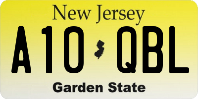 NJ license plate A10QBL