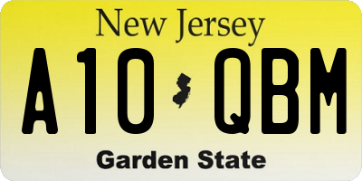 NJ license plate A10QBM