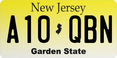 NJ license plate A10QBN