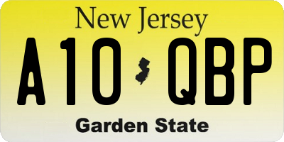 NJ license plate A10QBP