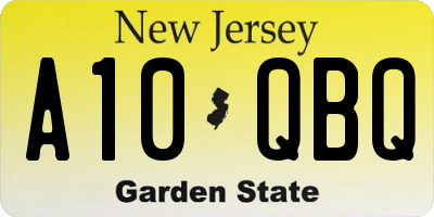 NJ license plate A10QBQ