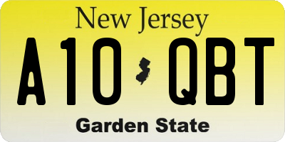 NJ license plate A10QBT