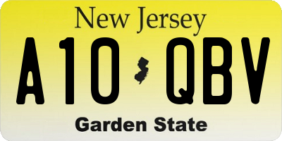 NJ license plate A10QBV