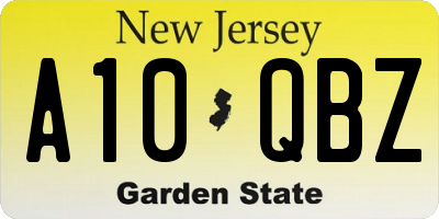 NJ license plate A10QBZ