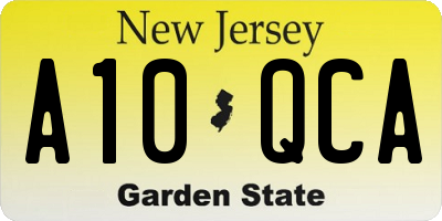 NJ license plate A10QCA