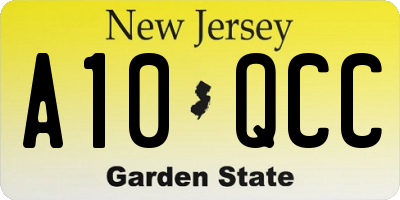 NJ license plate A10QCC