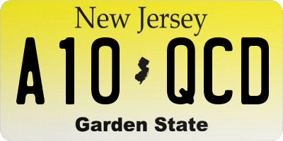 NJ license plate A10QCD