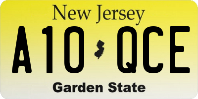 NJ license plate A10QCE