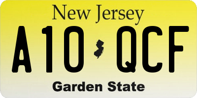 NJ license plate A10QCF