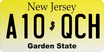 NJ license plate A10QCH