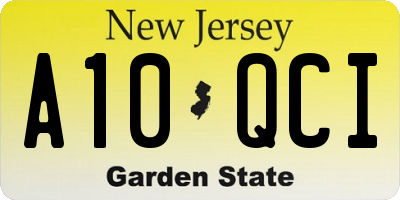 NJ license plate A10QCI