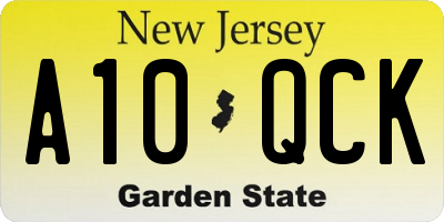 NJ license plate A10QCK
