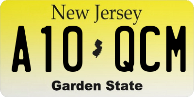 NJ license plate A10QCM
