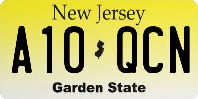 NJ license plate A10QCN