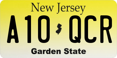 NJ license plate A10QCR
