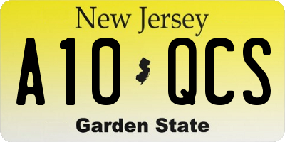 NJ license plate A10QCS