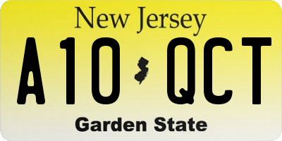 NJ license plate A10QCT