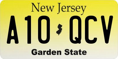 NJ license plate A10QCV