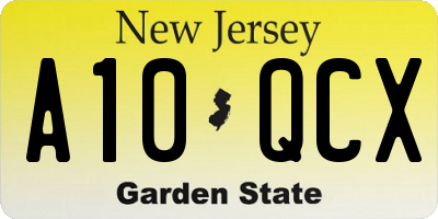 NJ license plate A10QCX