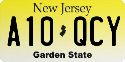 NJ license plate A10QCY