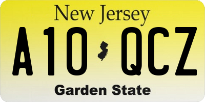 NJ license plate A10QCZ