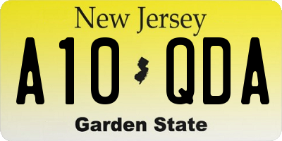 NJ license plate A10QDA