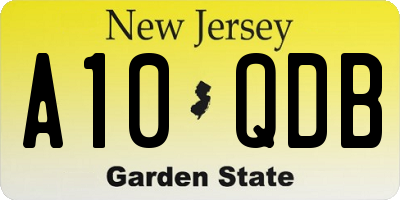 NJ license plate A10QDB