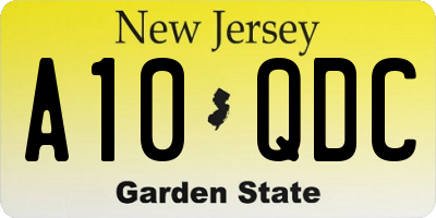 NJ license plate A10QDC