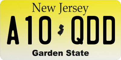 NJ license plate A10QDD