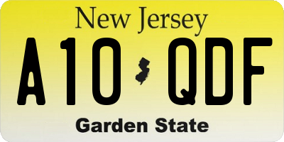 NJ license plate A10QDF