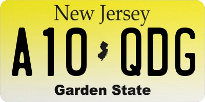 NJ license plate A10QDG