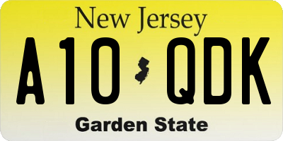 NJ license plate A10QDK