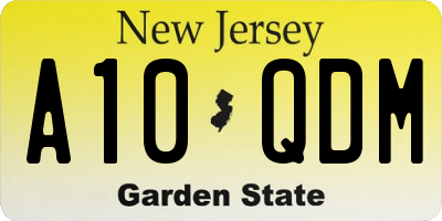 NJ license plate A10QDM
